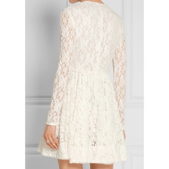 Maje Robby Soft Ecru Cream Black Velvet Ribbon Lace Up Dress 2 M - Picture 4 of 12